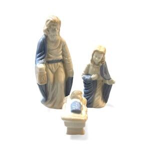 Vintage 3-Piece Nativity Set | Ceramic Holy Family Figurines